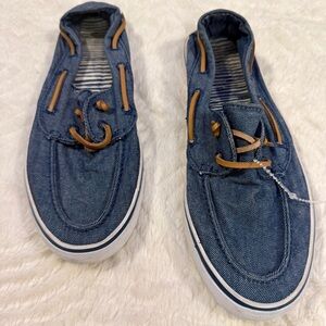 Sonoma Blue Denim Sneakers/boat shoes with Tan Accents